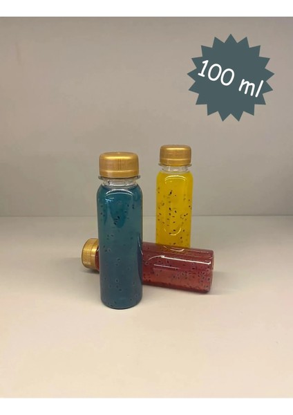 16 Adet 100 Ml- Boş Pet Şişe Detox,meyve Suyu,spor,shot,milkshake,zemzem,smoothie(Gold K. Kapak)