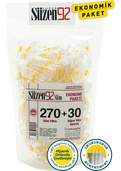 270 Slim Sigara Filtresi Ağızlık + 30 Ultra Slim Adaptör Ekonomik Paket