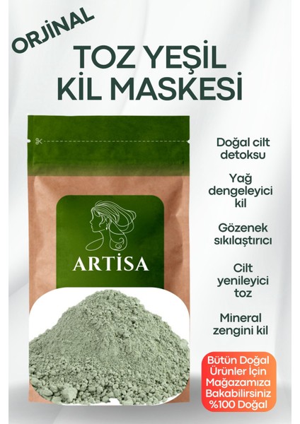 Doğal Toz Yeşil Kil Maske 1 kg Saf & Katkısız Yeni Mahsul