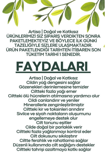 Doğal Toz Yeşil Kil Maske 1 kg Saf & Katkısız Yeni Mahsul fiyatları