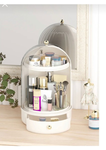 Beyaz 360 Derece Makyaj Organizer, Şık ve Pratiktir