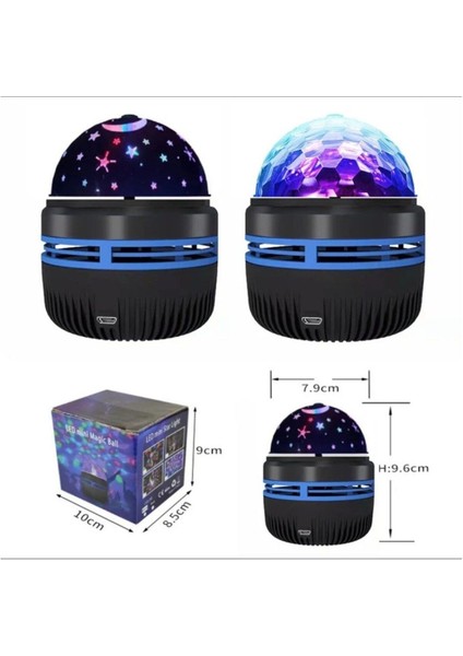 360 Derece Dönen Renkli Gece Lambası, Yıldız ve Galaksi Projektörü, 10X7 cm fiyatları