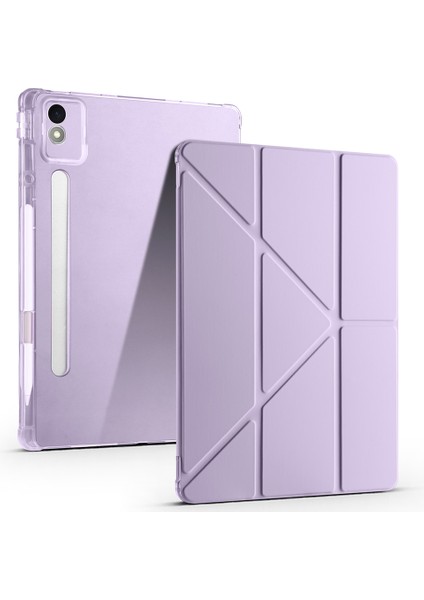 Lenovo Idea Tab Pro 12.7 TB-373FU Yatay ve Dikey Standlı Antişok Köşe Korumalı Kalemlikli Origami Slikon Kılıf