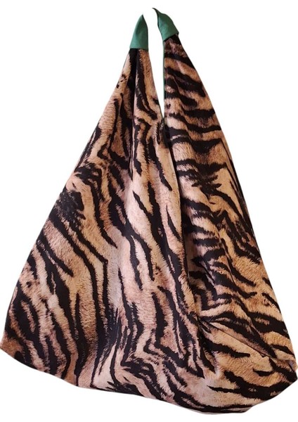 Çok Renkli Origami Tasarımlı Leopar Desenli Kadın Omuz Çantası