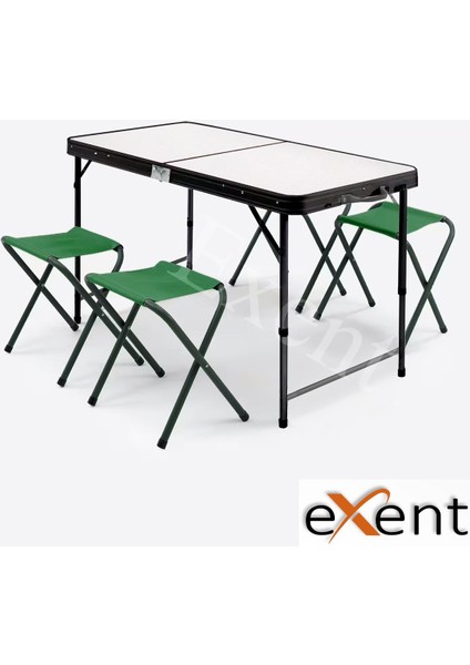 Katlanır Kademeli Tabureli Çantalı Masa, Piknik Kamp Masası Seti-4 Tabureli