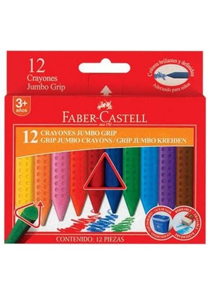 Faber Castell Grip Jumbo Wax Crayon Pastel Boya 12 R