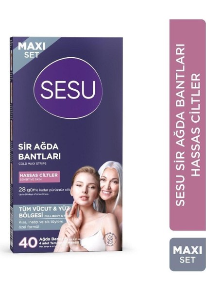 Maxi Set Tüm Vücut & Yüz Bölgesi Sir Ağda Bantları Hassas Ciltler 40 Adet x 2 Adet fiyatları