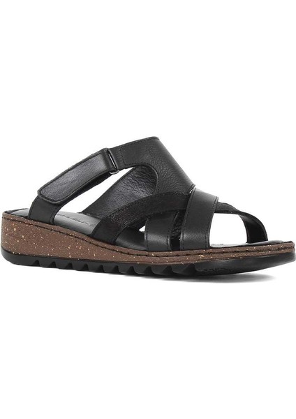 Kadın Siyah Cırtlı Deri Terlik fiyatları