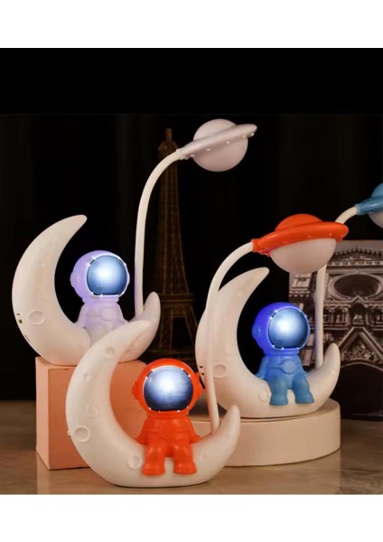 Sevimli Mavi Astronot Çocuk Odası Gece Lambası, USB Şarjlı, 2 Kademeli, Dekoratif Masa Işığı fiyatları