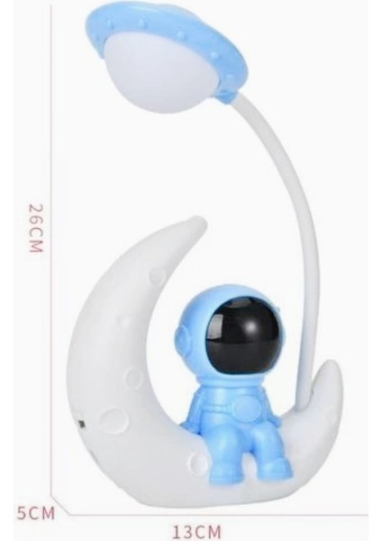 Sevimli Mavi Astronot Çocuk Odası Gece Lambası, USB Şarjlı, 2 Kademeli, Dekoratif Masa Işığı indirimleri