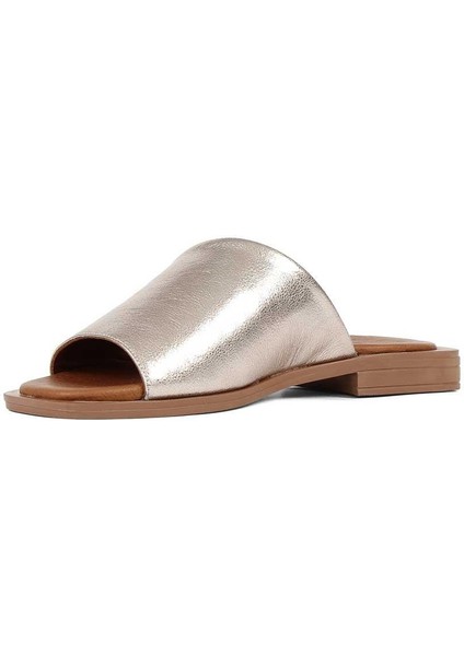 Kadın Altın Deri Terlik