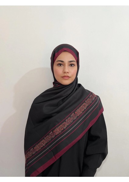 Etnik Düz Siyah Fuşya Renk Şal modelleri