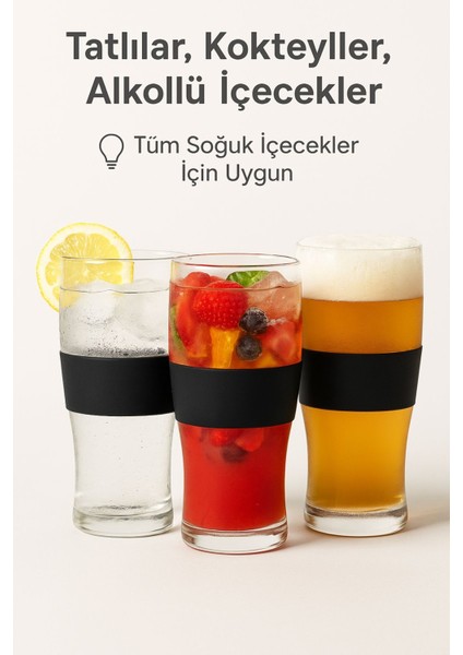 Buzz Bardak – 470 ml Aktif Jel Soğutmalı Cam Bardak | Silikon Tutuş Bantlı Siyah fiyatları
