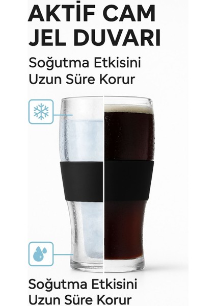 Buzz Bardak – 470 ml Aktif Jel Soğutmalı Cam Bardak | Silikon Tutuş Bantlı Siyah fırsatları