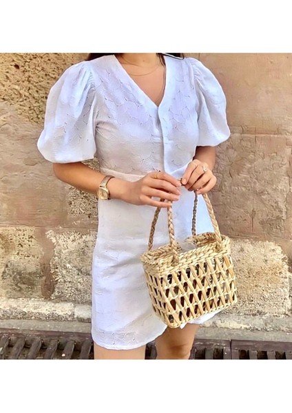 Şık Bej Hasır Çanta, Özel Tasarım Kadın Çantası