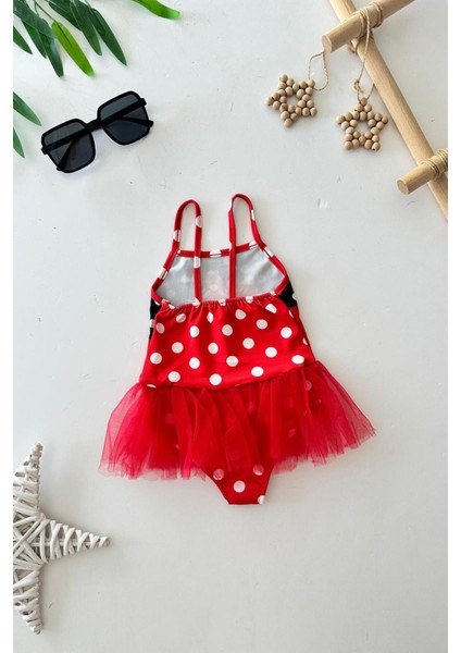 Tüllü Mnn Ms Baskılı Kız Çocuk mayo bikini - Kırmızı fiyatları
