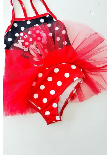 Tüllü Mnn Ms Baskılı Kız Çocuk mayo bikini - Kırmızı modelleri