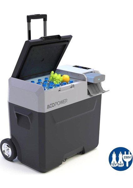 PX50 12/24/220VOLT 50LITRE Kompresörlü Tekerlekli Outdoor Oto Buzdolabı (Akü Dahil Değildir)