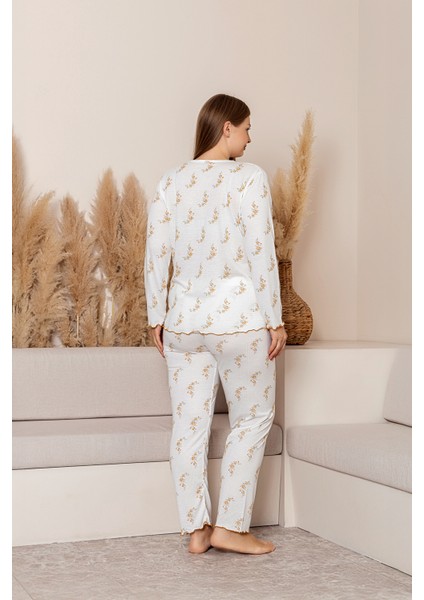 Uzun Kollu Büyük Beden Kadın Pijama Takımı- Çiçek Desenli Pijama - Pinterest Basic Kadın Pijama fiyatları