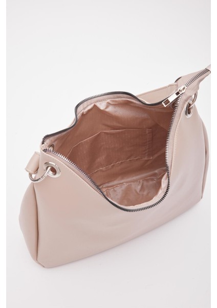 Şık Bej Oval Omuz Çantası, Günlük Kullanım Için Zarif ve Hafif Tasarım