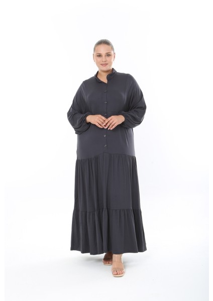 Kadın Likralı Viskon Büyük Beden Elbise