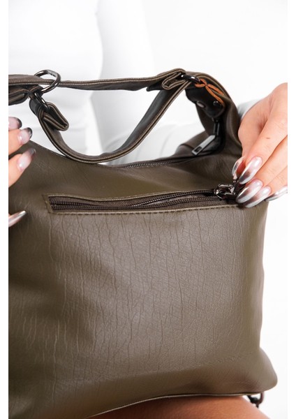 Haki Renk Yumuşak Yıkanmış Deri Çok Amaçlı Kadın Çanta fırsatları