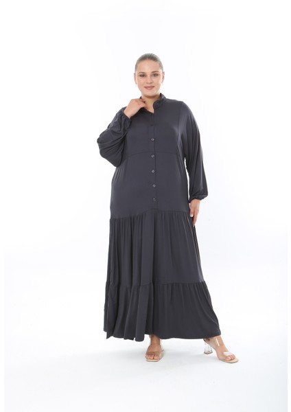 Kadın Likralı Viskon Büyük Beden Elbise