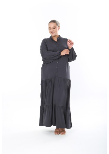 Kadın Likralı Viskon Büyük Beden Elbise