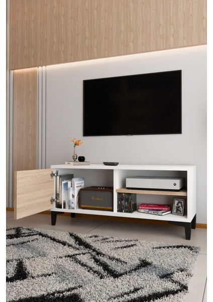 Modern Tv Ünitesi Kapaklı Raflı Tv Sehpası Salon Için Minimal Tasarım Fonksiyonel Tv Dolabı indirimleri