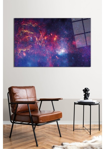 Kırmızı Mavi Galaksi Yatay Cam Tablo, Modern Ev Ofis Dekoru Hediyelik Duvar Dekorasyonu Kırılmaz Cam fiyatları