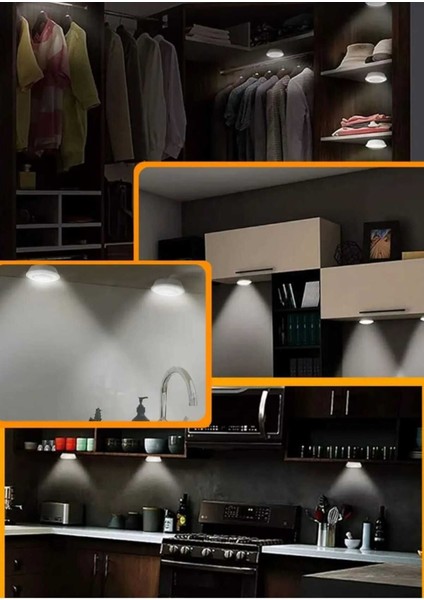 3'lü Beyaz Spot LED Işık, Uzaktan Kumandalı, Montajsız, Yapışkanlı, Raf ve Mutfak Için indirimleri