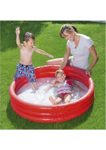 122X25CM Düz Zemin Havuz, Yeşil, 3 Bölmeli, Eğlenceli ve Renkli Tasarım