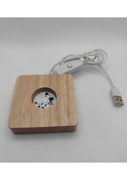 Turuncu Kristal Top Gece Lambası, Kare Ahşap Tabanlı, Şık ve Sıcak Işıklandırma fiyatları