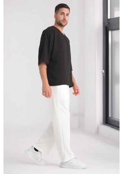 Bisiklet Yaka Fakir Kol Oversize Kısa Kol T-Shirt - Siyah indirimleri