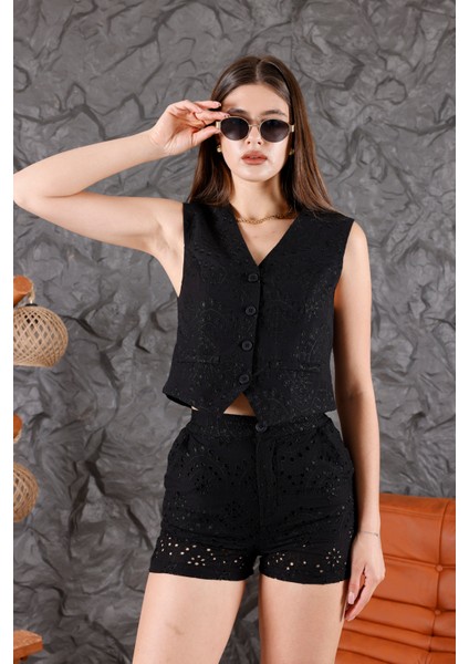 Fisto Kumaş Yelek-Şortlu Takım