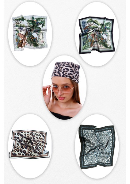 5'li Leopar Fular Set Estascarf