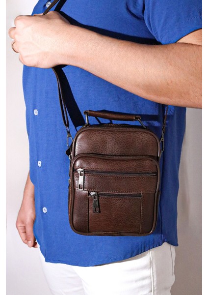 Ayarlanabilir Erkek Deri Çanta, El ve Omuz Kullanımı, Kahverengi fiyatları