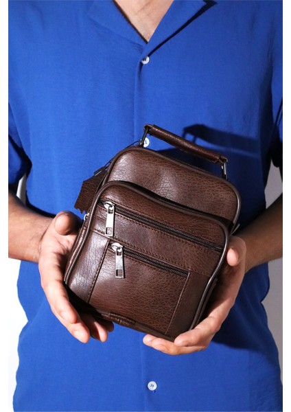 Ayarlanabilir Erkek Deri Çanta, El ve Omuz Kullanımı, Kahverengi modelleri