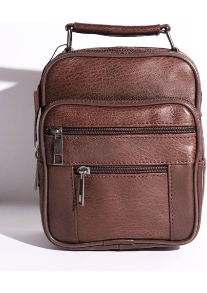 Ayarlanabilir Erkek Deri Çanta, El ve Omuz Kullanımı, Kahverengi
