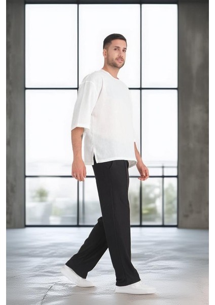 Bisiklet Yaka Fakir Kol Oversize Kısa Kol T-shirt - Beyaz indirimleri