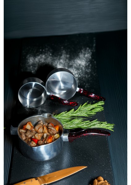 3 Lü Set Paslanmaz Çelik Kaçerola Sütlük ve Sosluk 12-14-16 cm Kırçıllı indirimleri