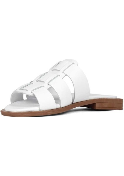 Kadın Beyaz Deri Terlik modelleri