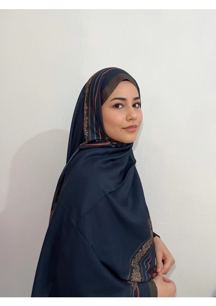 Etnik Düz Lacivert Renk Şal