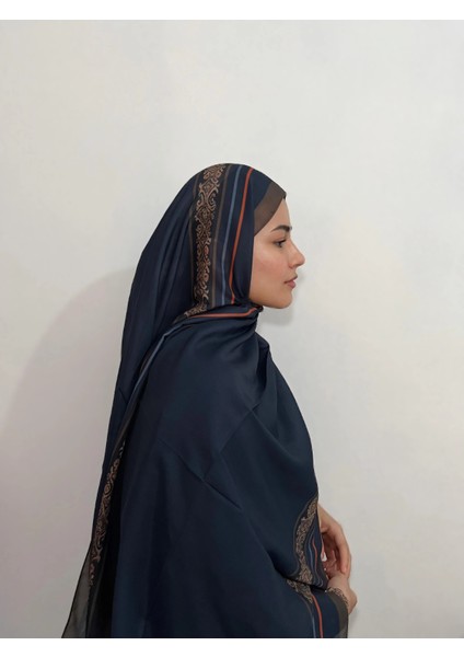 Etnik Düz Lacivert Renk Şal modelleri