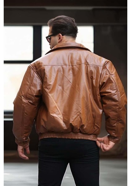 Oversize Premium Deri Ceket/mont - Taba fırsatları