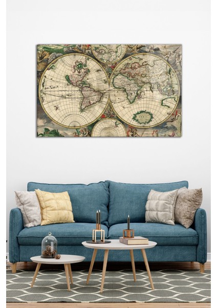 Eski Vintage Dünya Haritası Yatay Cam Tablo, Modern Ev Dekoru Hediyelik Duvar Dekorasyonu Kırılmaz modelleri