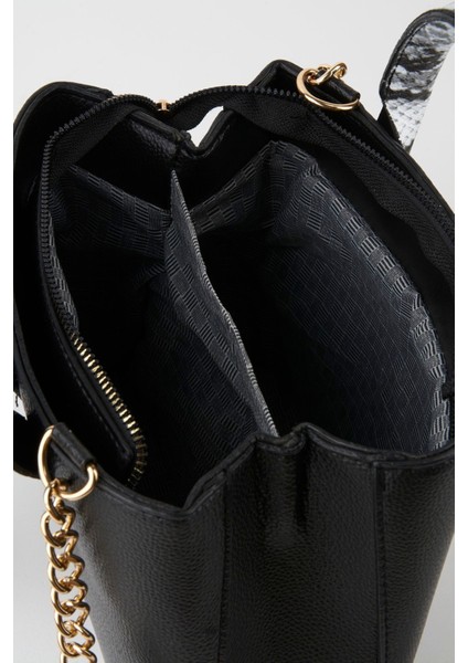 Şık Siyah Suni Deri Yılan Desenli El ve Omuz Çantası modelleri