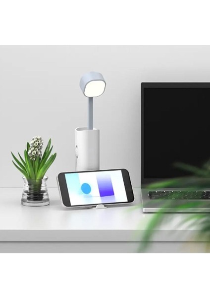 Çok Fonksiyonlu Şarjlı Masa Lambası ve El Feneri, Beyaz, 3 Mod, Oynar Başlıklı