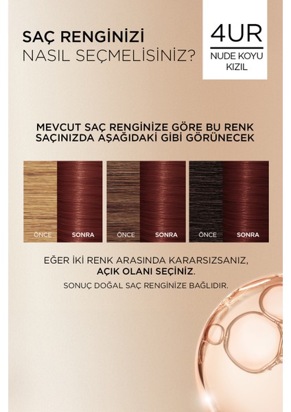 L’Oréal Paris Excellence Creme Nude Renkler Saç Boyası – 4UR Nude Koyu Kızıl