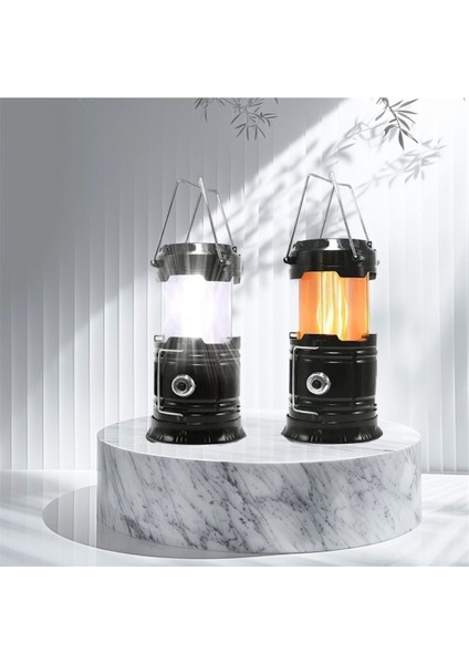 Solar Kamp Lambası ve LED Masa Lambası, Titreşimli Alev Efektiyle Işıklandırma